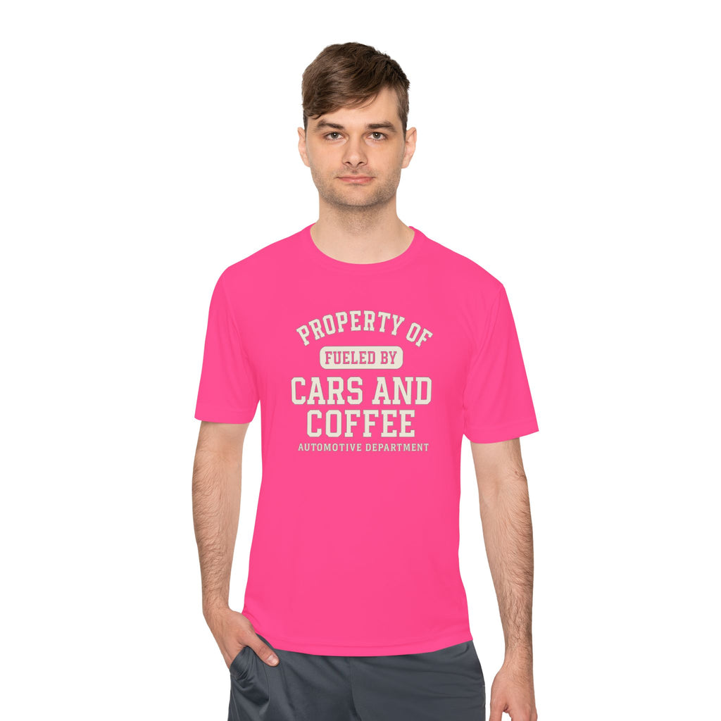 Moisture Wicking Tee - Property of Fueled by Cars and Coffee for Enthusiasts