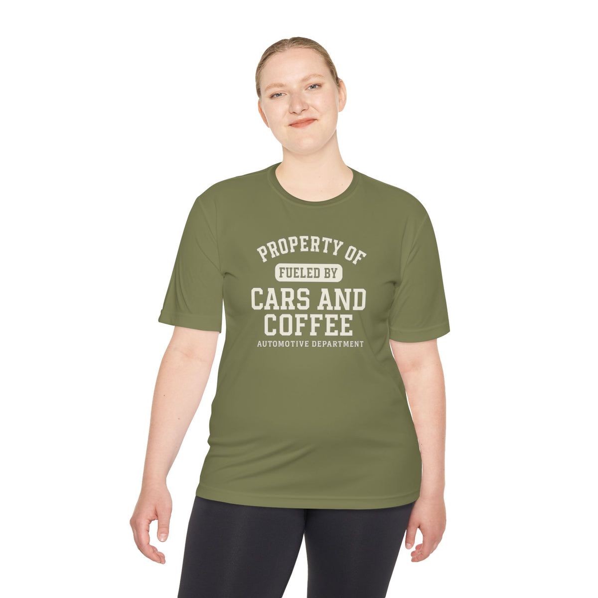 Moisture Wicking Tee - Property of Fueled by Cars and Coffee for Enthusiasts