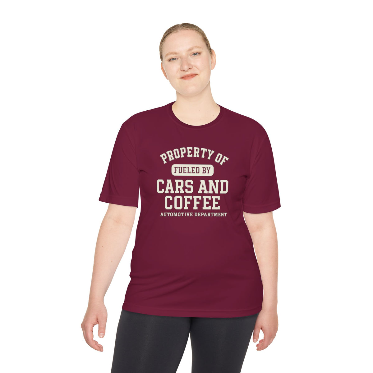 Moisture Wicking Tee - Property of Fueled by Cars and Coffee for Enthusiasts