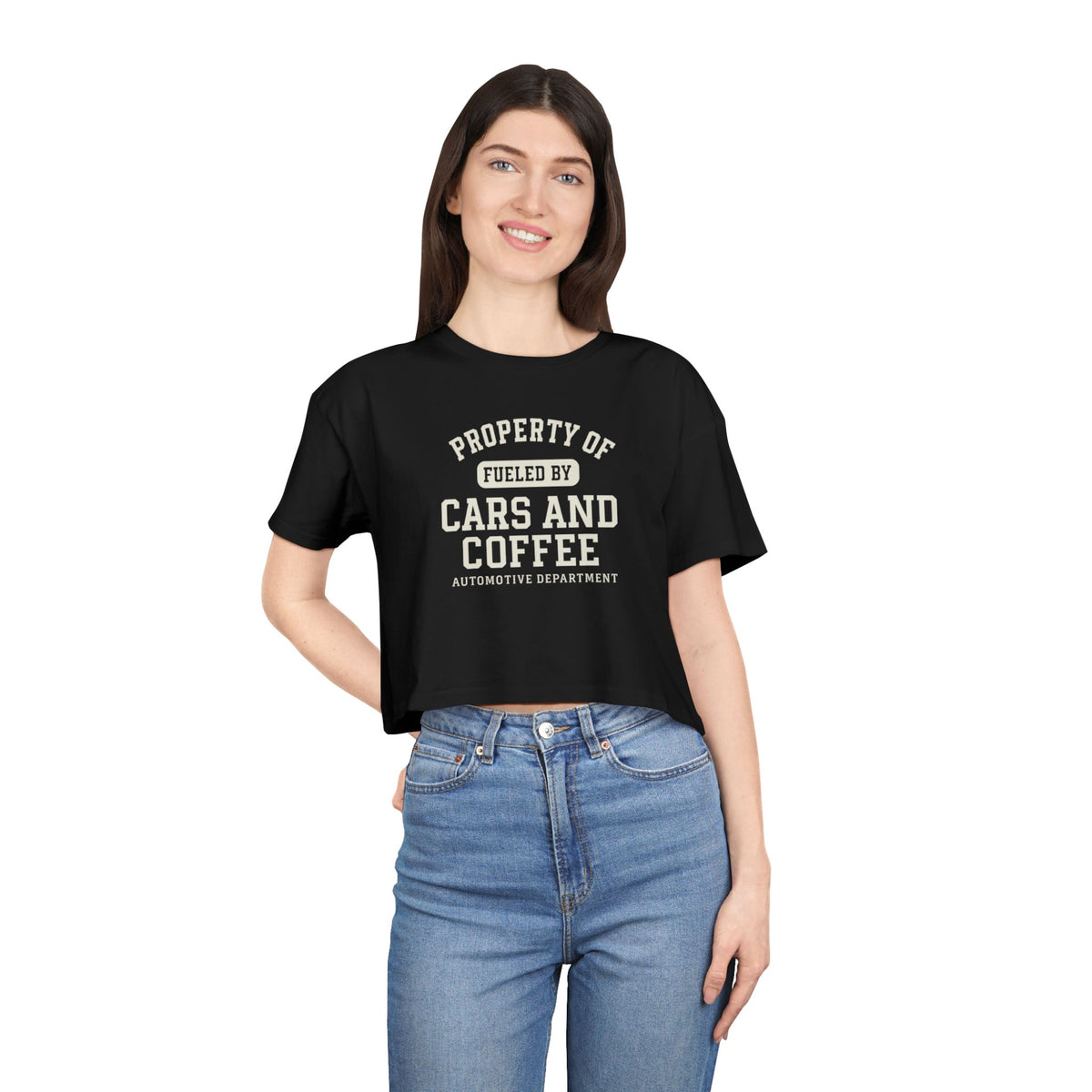 Crop Tee Fueled by Cars and Coffee T-Shirt for Enthusiasts
